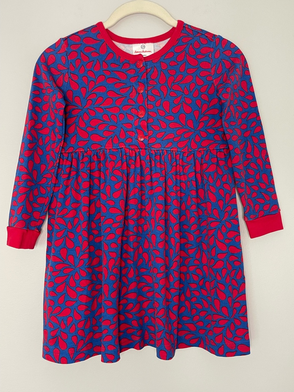 Hanna Andersson Red and Blue Long Sleeve Cotton Play Dress